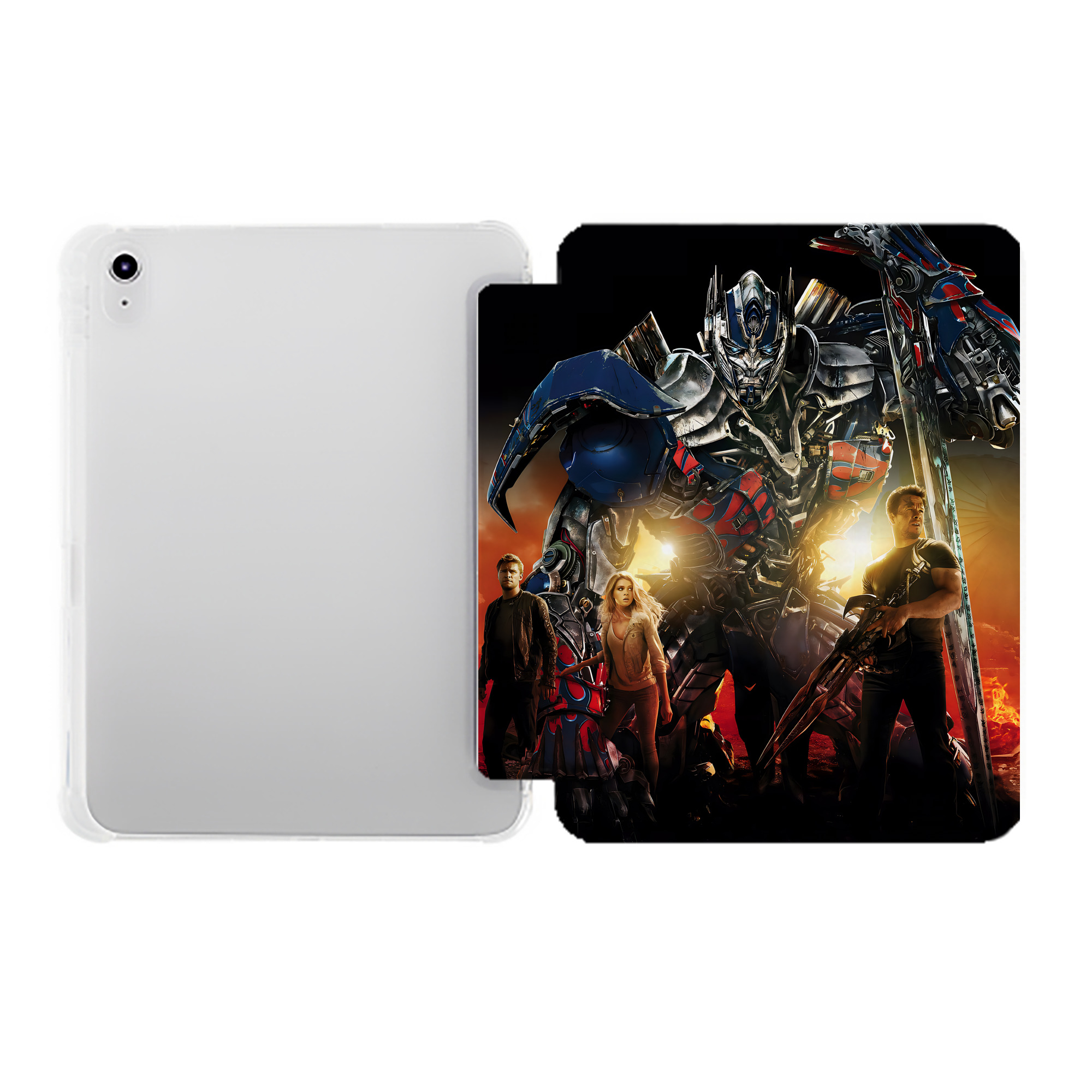 （画像用） Transformers トランスフォーマー IPad ケース ペン収納付き 三つ折りスタンド PUレザー×シリコン 対応機種9.5/10.5/10.9インチ